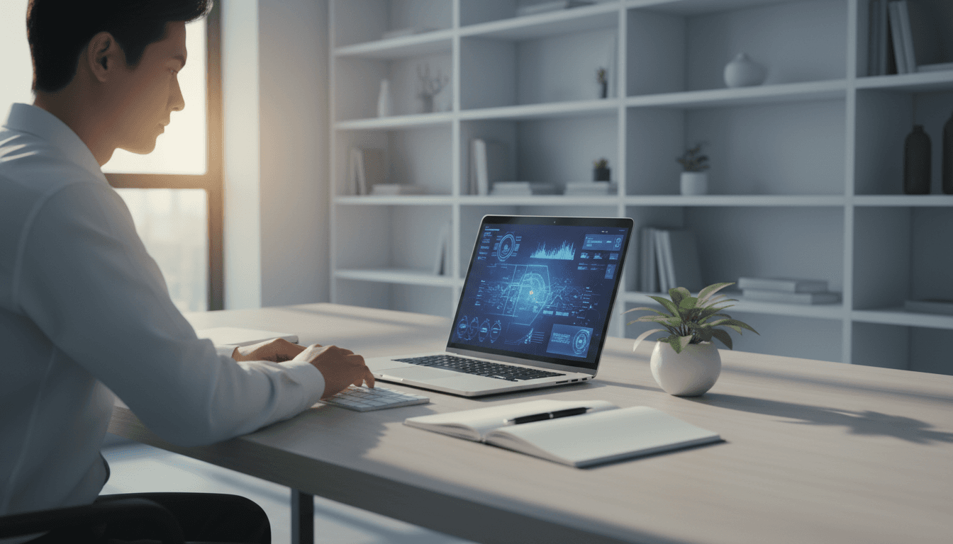 Ufficio moderno con computer e software professionali