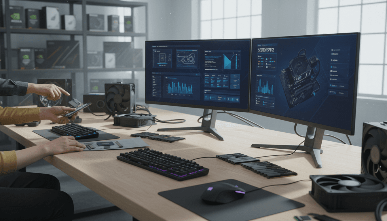 Professionista che lavora su componenti hardware in un ufficio moderno e luminoso